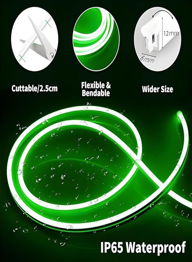 REPISH 5-Meter Green Neon Light Strip with 600 LEDs and 12V Adapter - Ideal for Wall Decorations, Parties, Celebrations, Bars, and Custom Neon Displays (Pack of 1) - Image 3